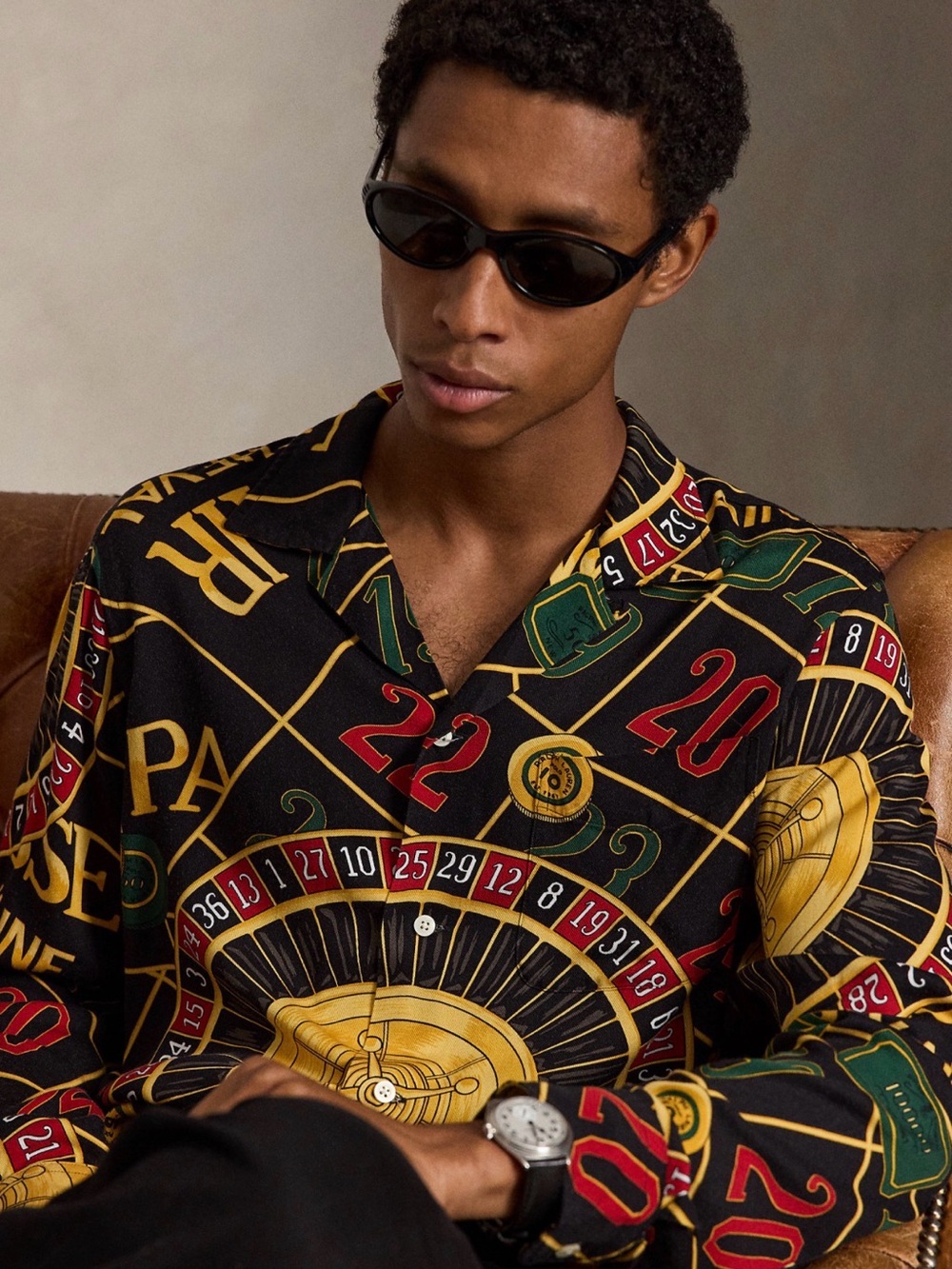 Polo by Ralph Lauren Black Roulette-Print Casino Shirt with Gold & Green Accent - Picture 6 of 7